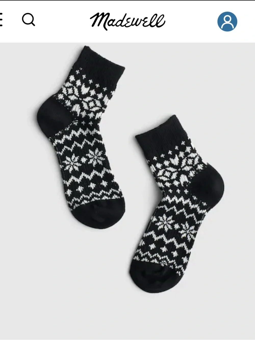 NWT Madewell cozy black/white brushed Fair isle socks, sealed & unopened bag,oos